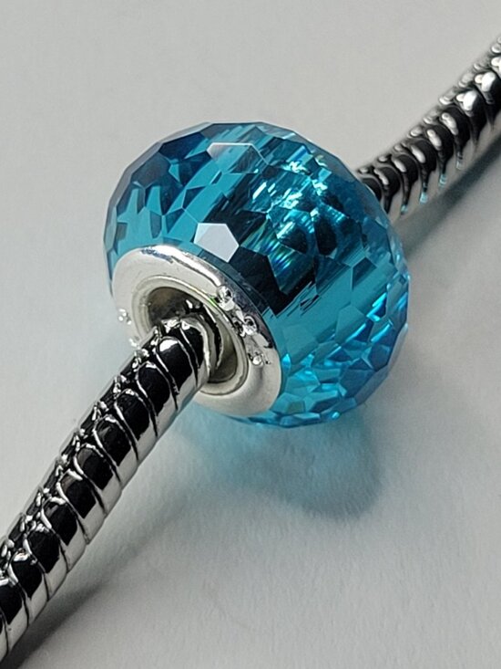 Chill Charms Of Texas Jewelry - NWT For Pandora Charm Bracelets S925 European Bead Aqua Blue Glass MultiFaceted